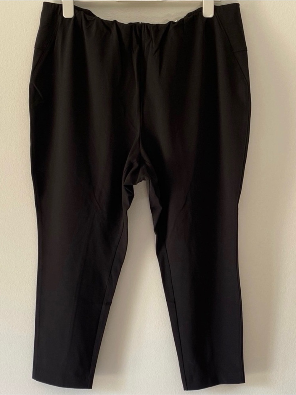 Veronica Beard Zip Back Scuba Pants Black Size 20 Slim Ankle Stretch Made USA